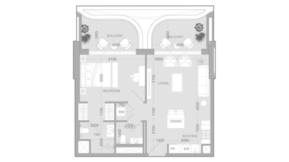 Apartment floor plan, 1 bedroom in ALTA V1EW No. 11013 (2D)