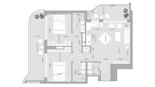Apartment floor plan, 2 bedrooms in ALTA V1EW No. 11014
